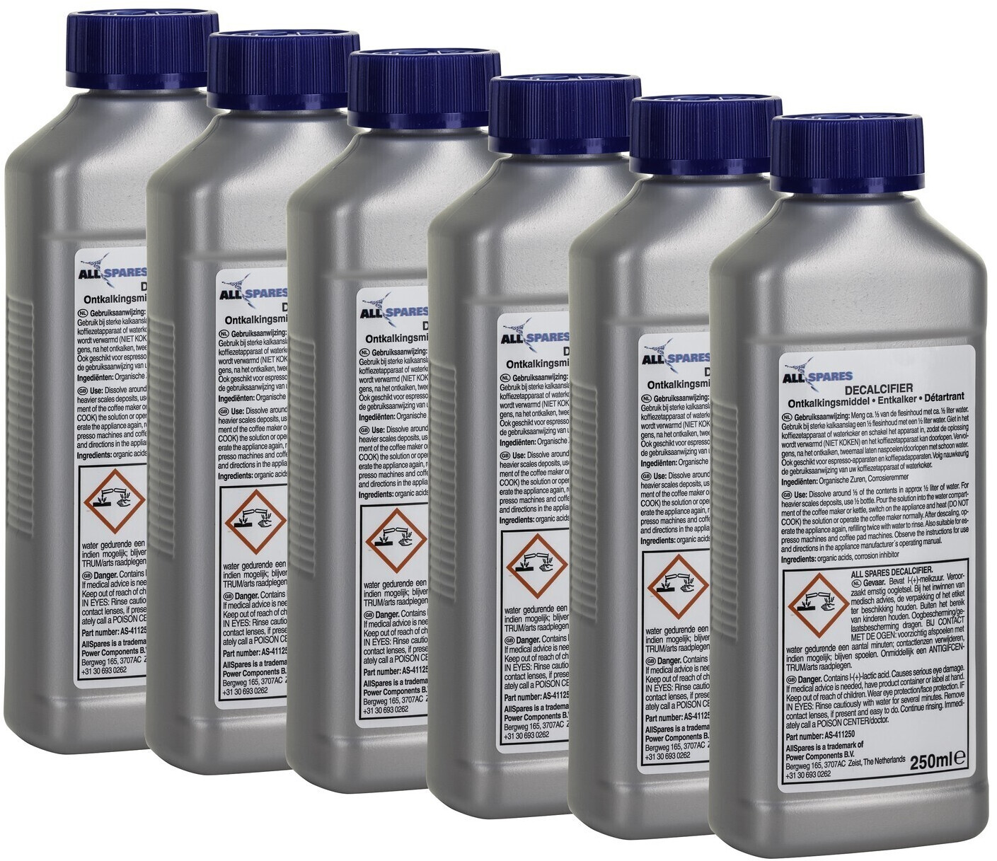 AllSpares Universal liquid descaler 6-pack Philips / Saeco CA6700 / 99 for espresso machines / fully automatic coffee machines à 250 ml