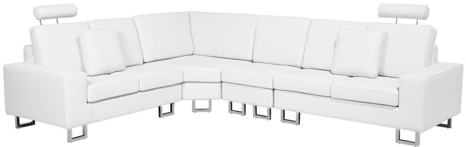 Beliani Right Hand Corner Leather Sofa White STOCKHOLM