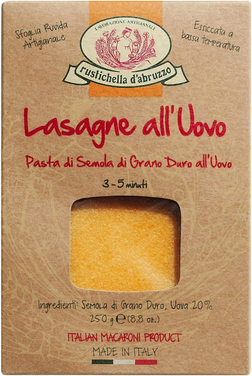 Rustichella d'Abruzzo Pasta di Semola di Grano Duro all'Uovo - Lasagne (250g)