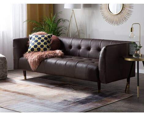 Beliani Leather Sofa Brown BYSKE