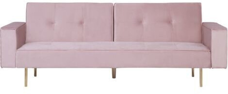 Beliani Velvet Sofa Bed Pink VISNES