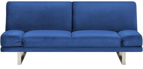 Beliani Velvet Sofa Bed Navy Blue YORK