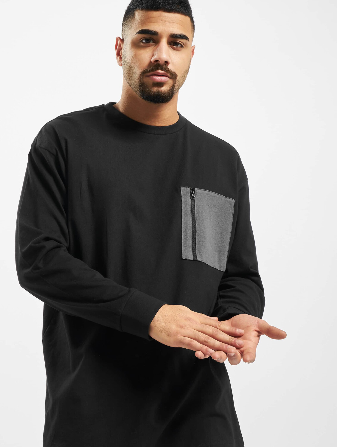 Urban Classics Longsleeve Boxy Big Contrast Pocket black (TB350100007)