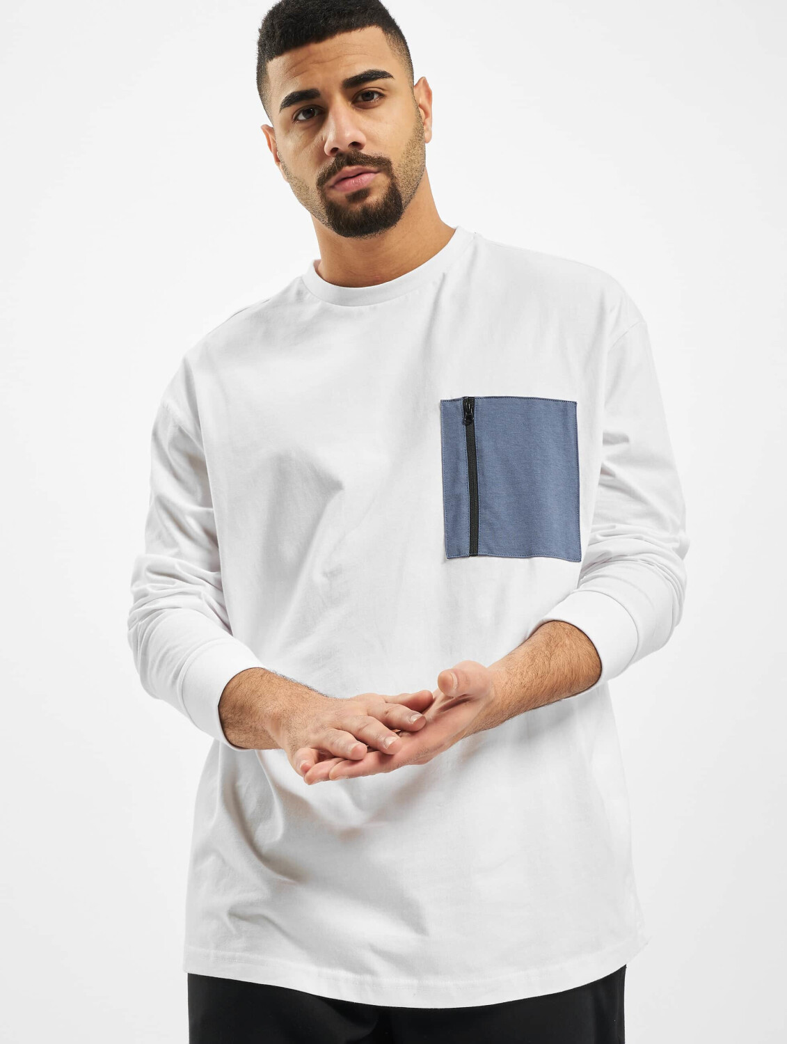 Urban Classics Longsleeve Boxy Big Contrast Pocket white (TB350100220)