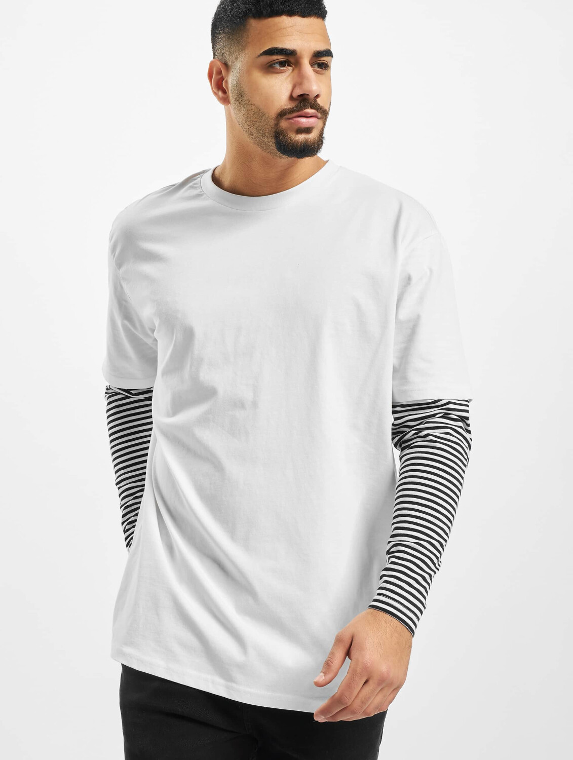 Urban Classics Longsleeve Oversized Double Layer Striped Tall white (TB349800220)