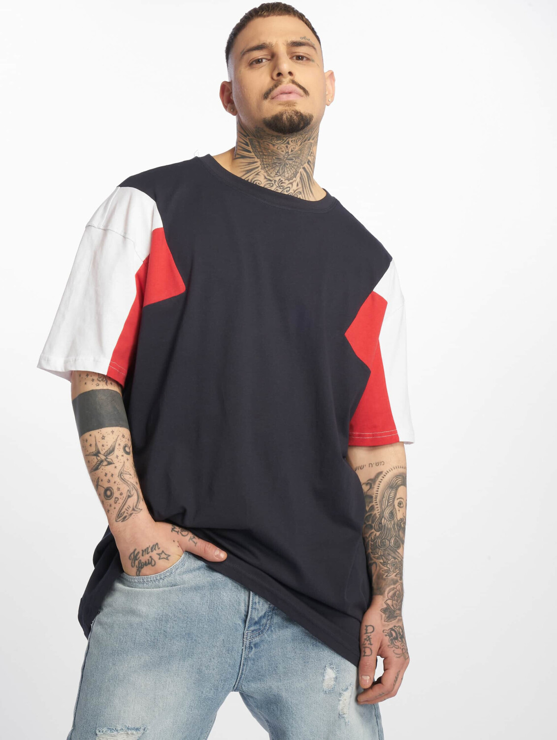 Urban Classics T-Shirt 3-Tone blue (TB2383NVY)