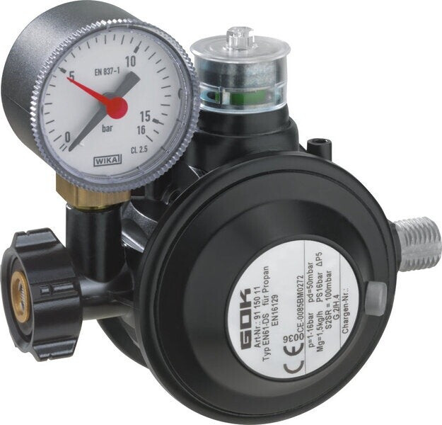 Régulateur Basse Pression Gaz GOK EN61-DS 50 Mbar - Avec TAE, ÜDS, Manomètre, Année 2025