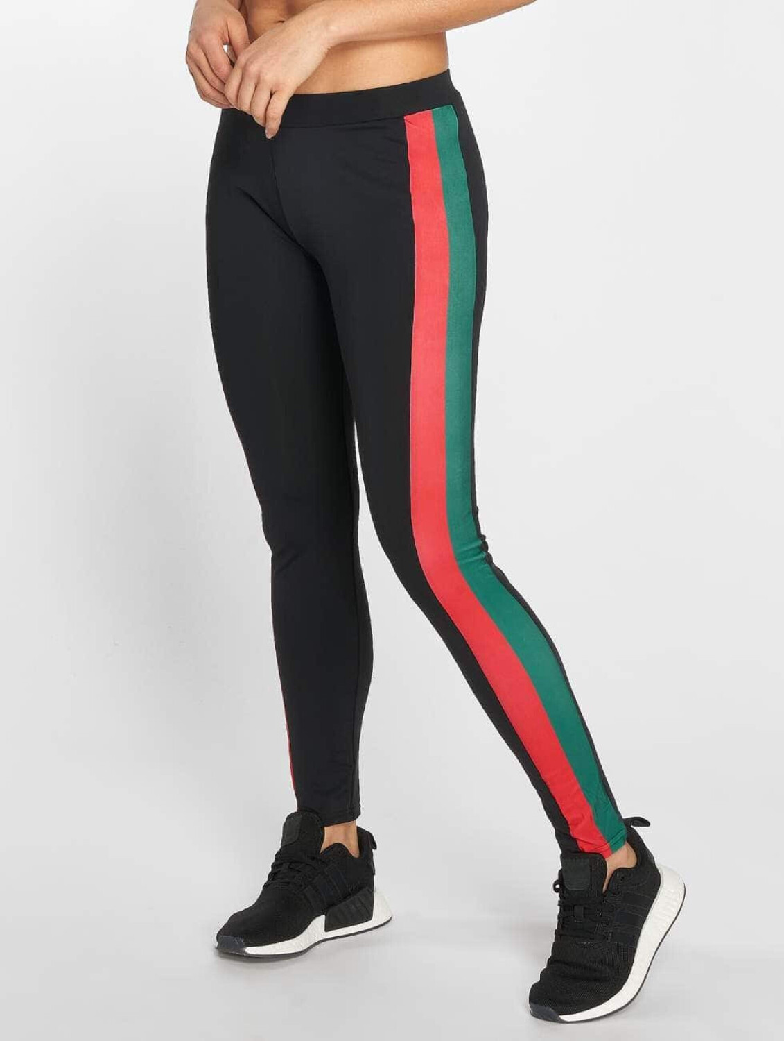 Urban Classics Leggings Side Stripe black (TB1896BLKGRNFIRRED)