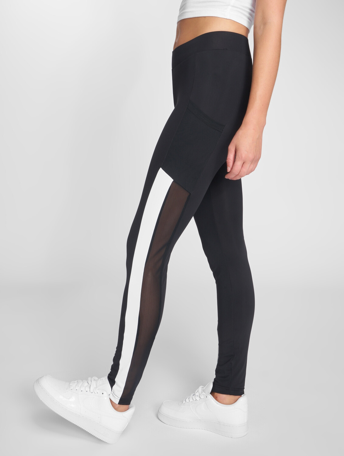 Urban Classics Leggings Tech Mesh Striped Pocket black (TB2364BLKWHT)