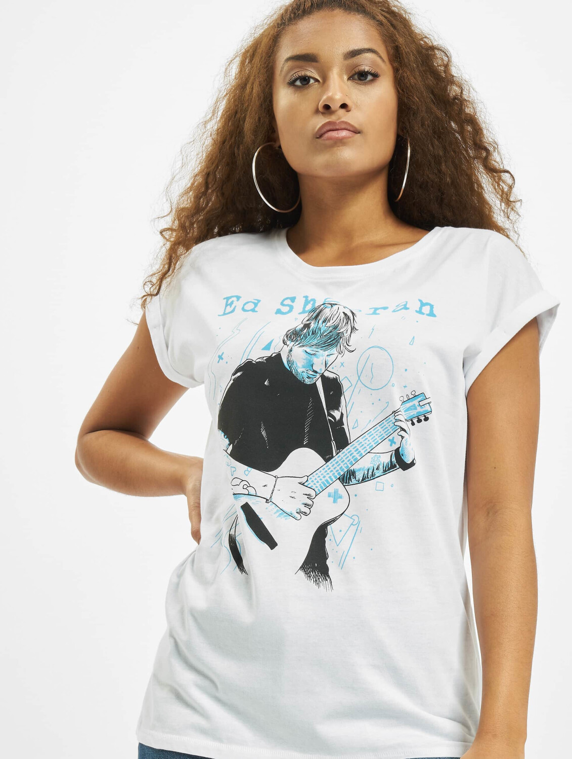 Merchcode T-Shirt Ladies Ed Sheeran Guitar white (MC072WHT)