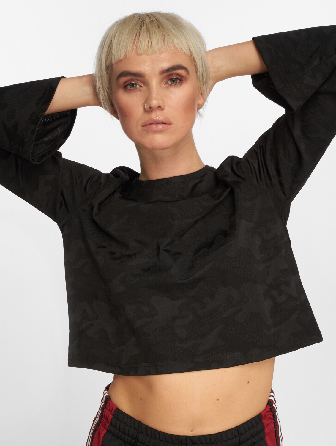 Urban Classics Longsleeve Short Jacquard camouflage (TB2362BLKCAM)