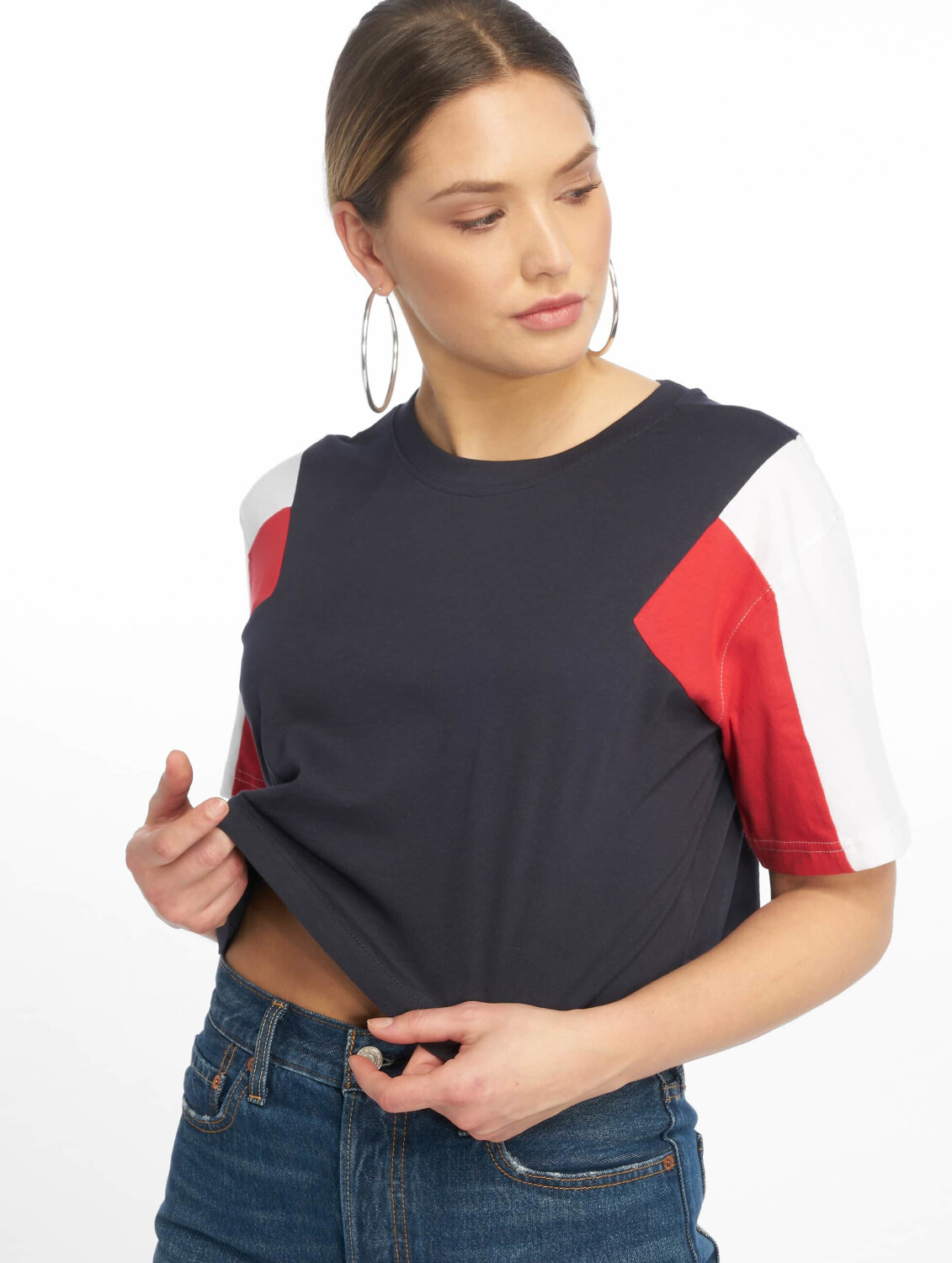 Urban Classics T-Shirt 3-Tone Short Oversize blue (TB2326NAVWHTFIR)