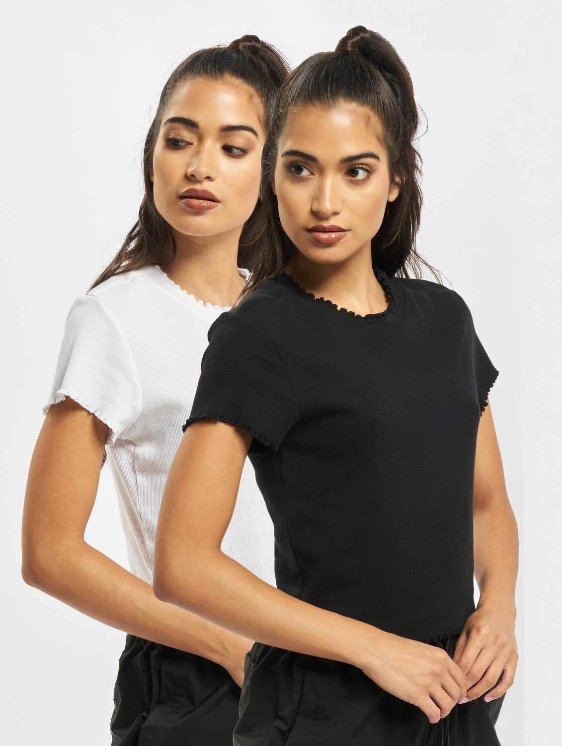 Urban Classics T-Shirt Cropped Rib 2-Pack black (TB3444A00826)