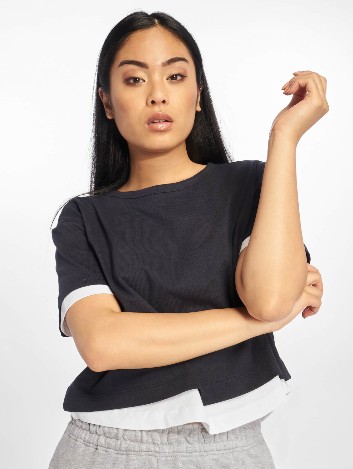 Urban Classics T-Shirt Full Double Layered blue (TB2837NAVWHT)