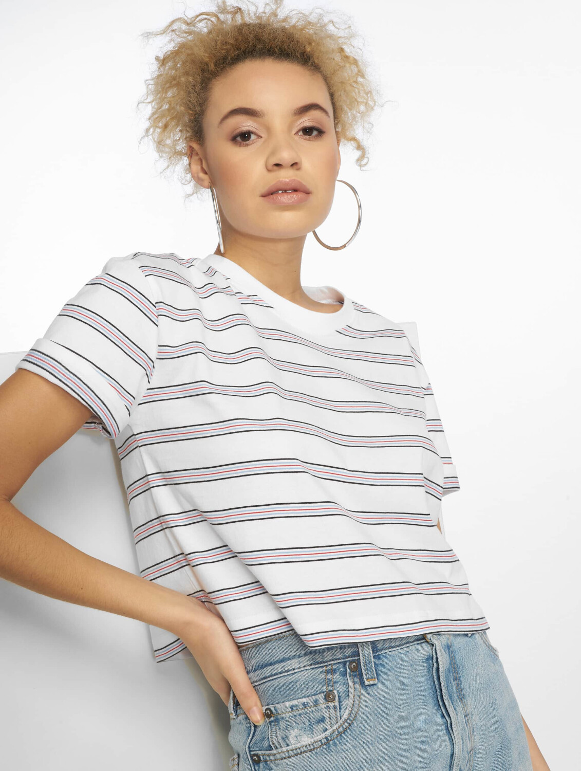 Urban Classics T-Shirt Short Multicolor Stripe white (TB2611WHTBLSKFI)