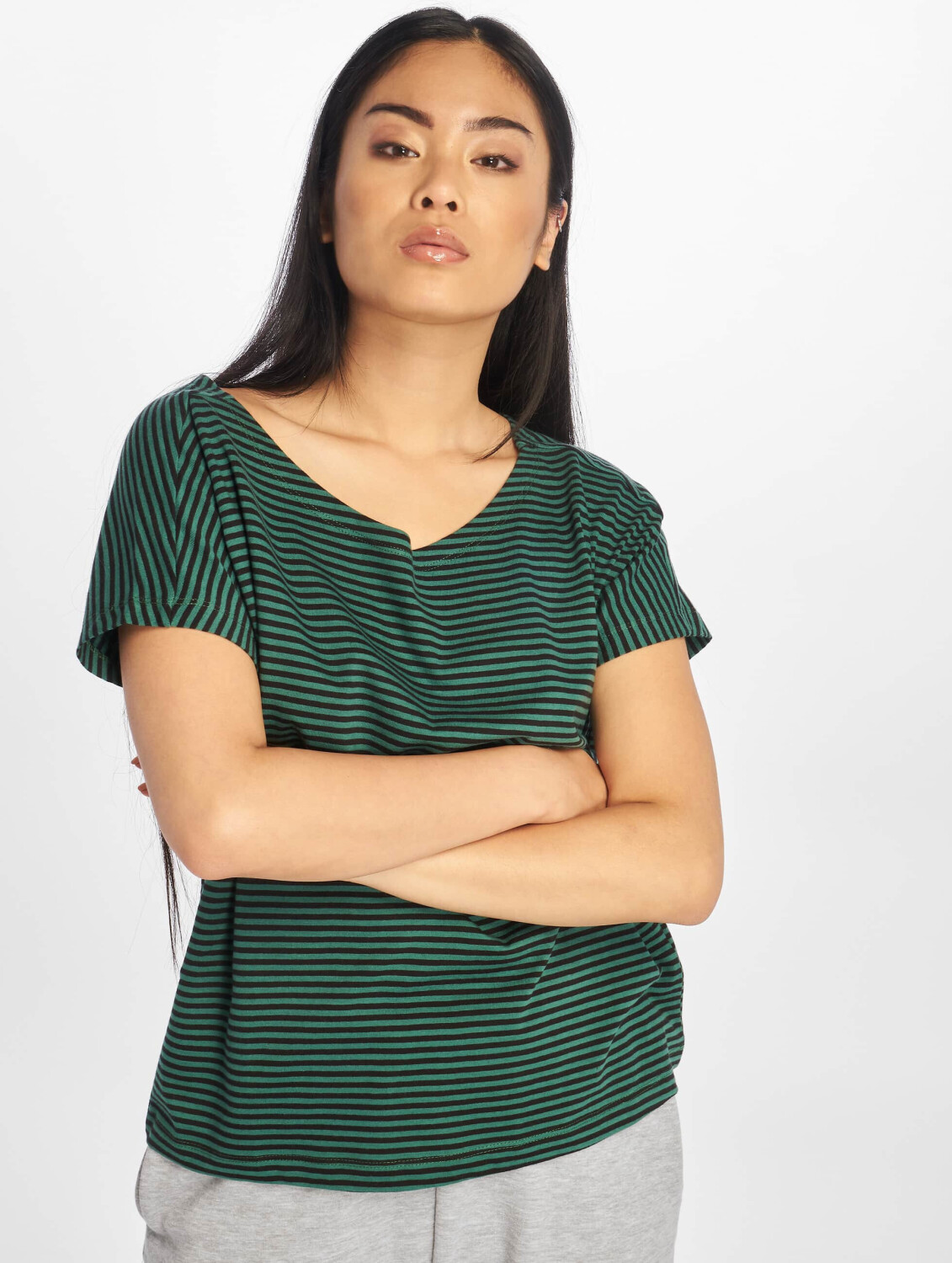 Urban Classics T-Shirt Yarn Dyed Baby Stripe grün (TB2824DFREGRNBLK)