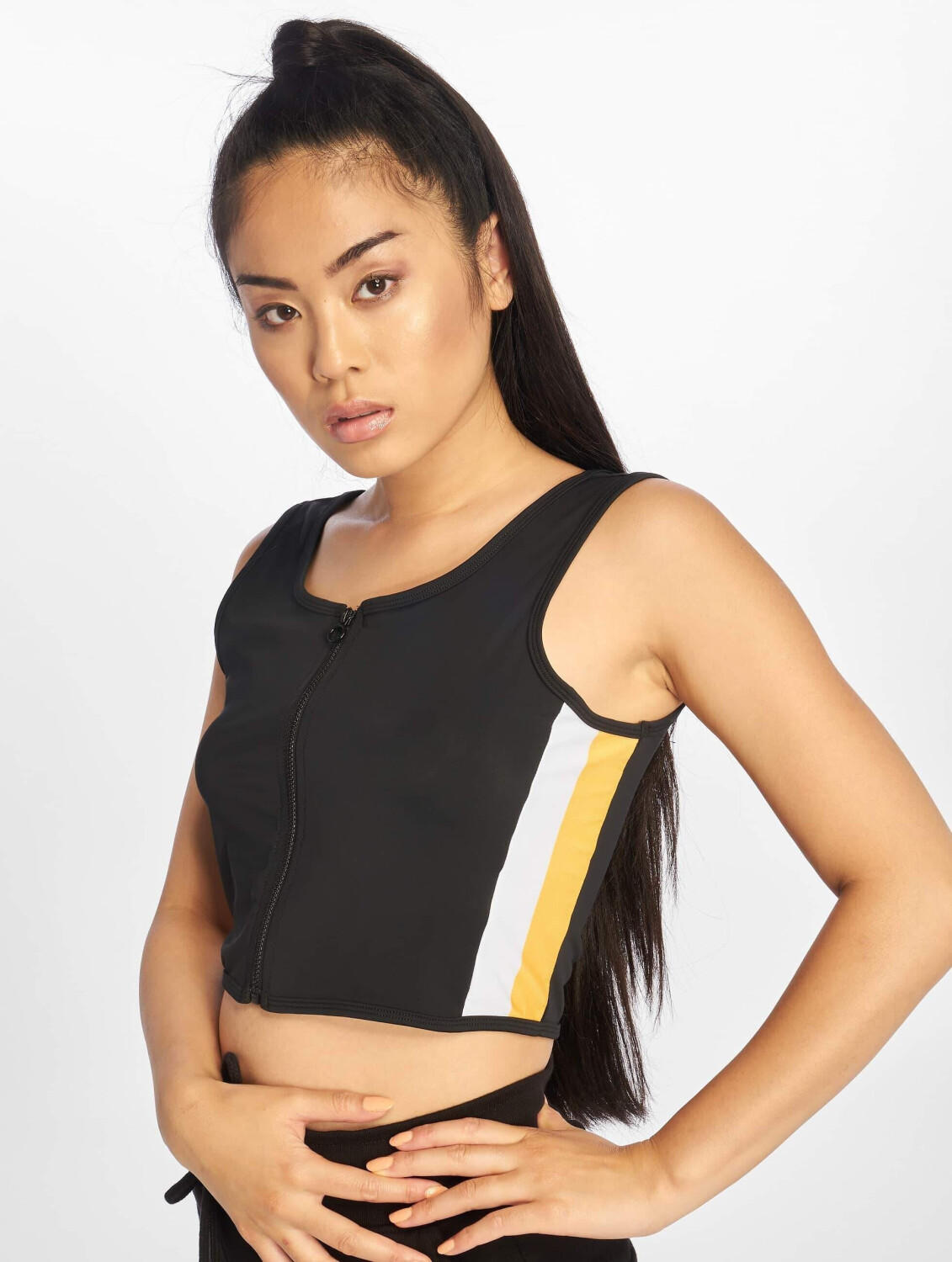 Urban Classics Top Side Stripe Crop Zip black (TB1895BLKWHTCHRYEL)