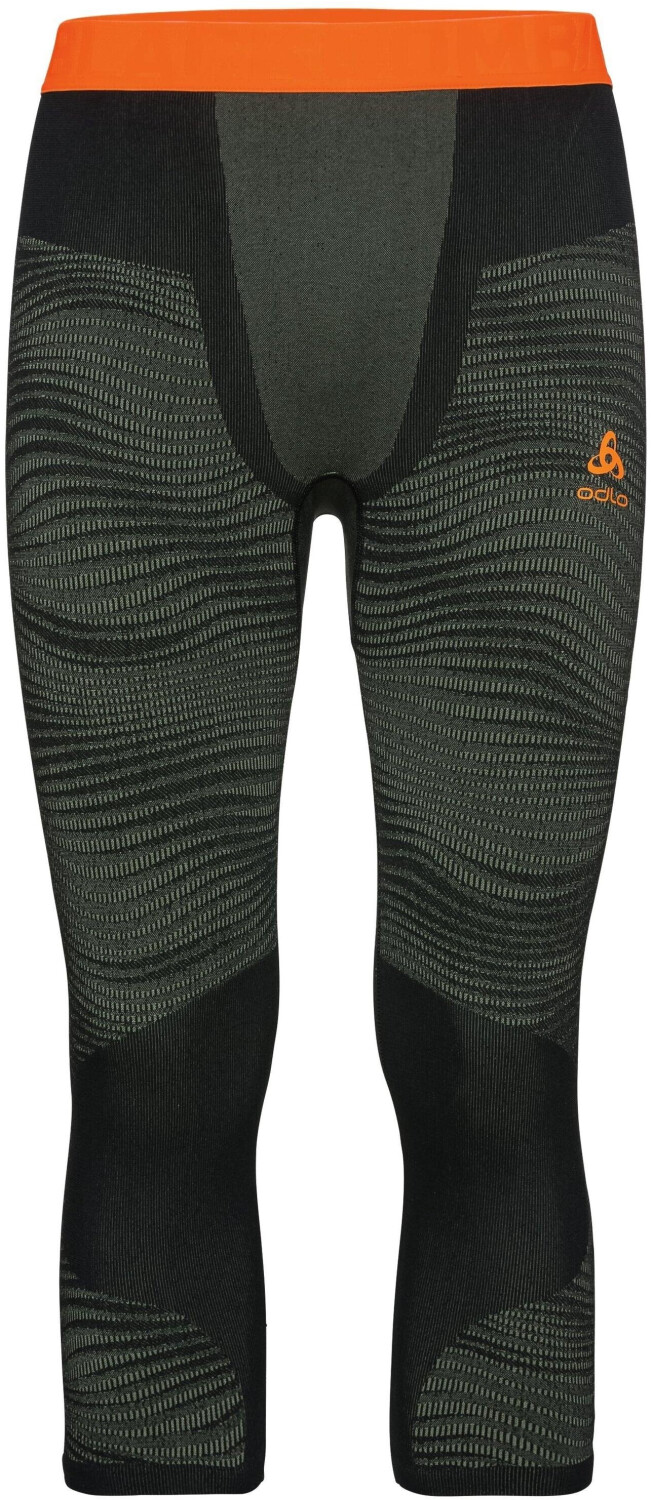 Odlo Men's 3/4 Base Layer Pants climbing ivy/black/orange