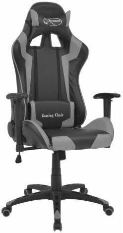 vidaXL Gaming Chair in Leatherette Reclining Grey