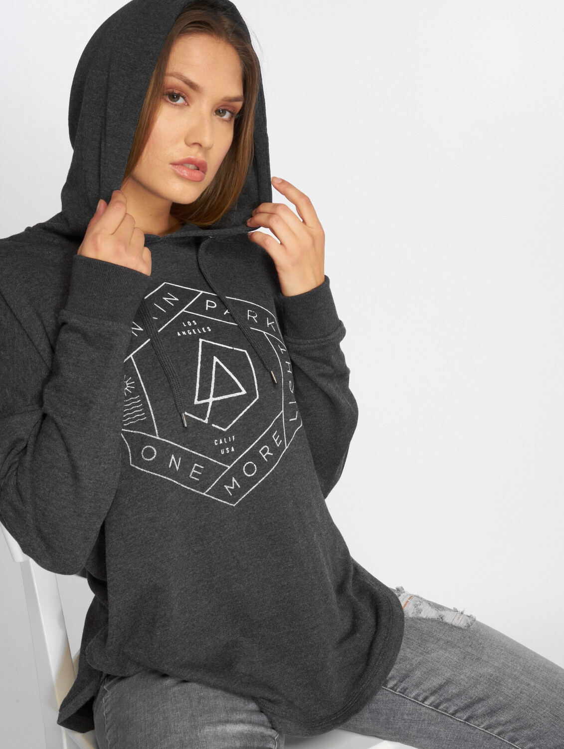 Merchcode Hoody Ladies Linkin Park Oml Oversize grey (MC263CHA)