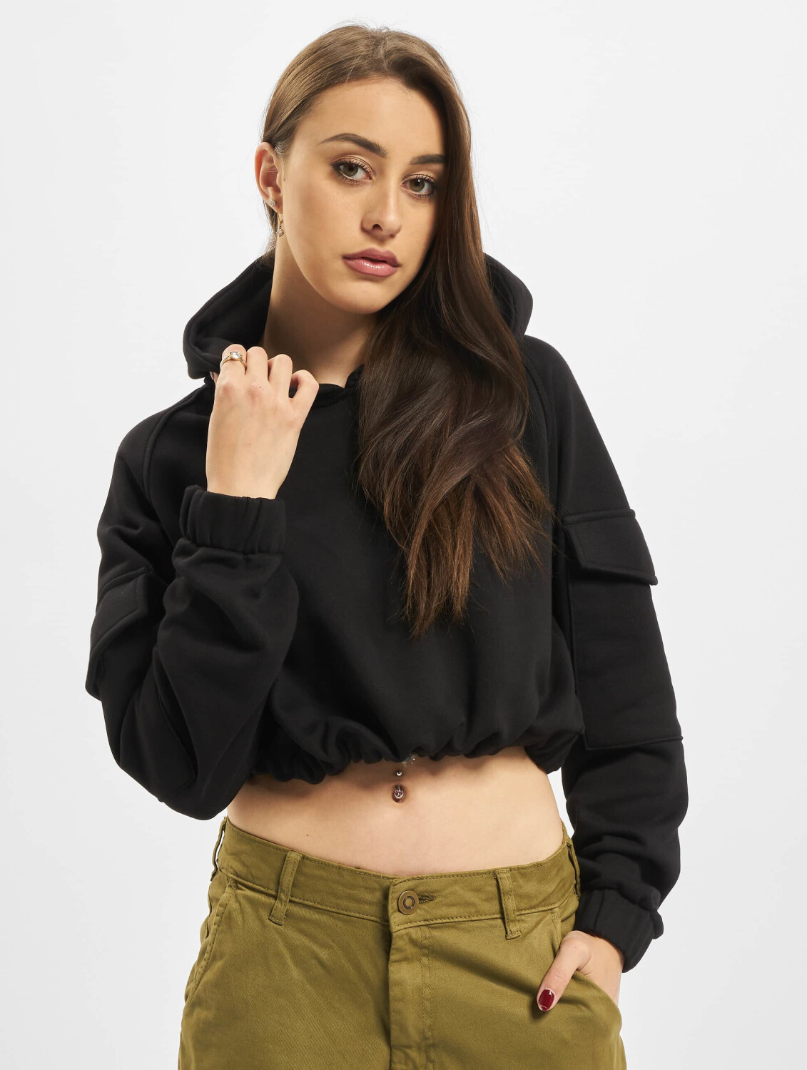 Urban Classics Hoody Ladies Short Worker black (TB362500007)