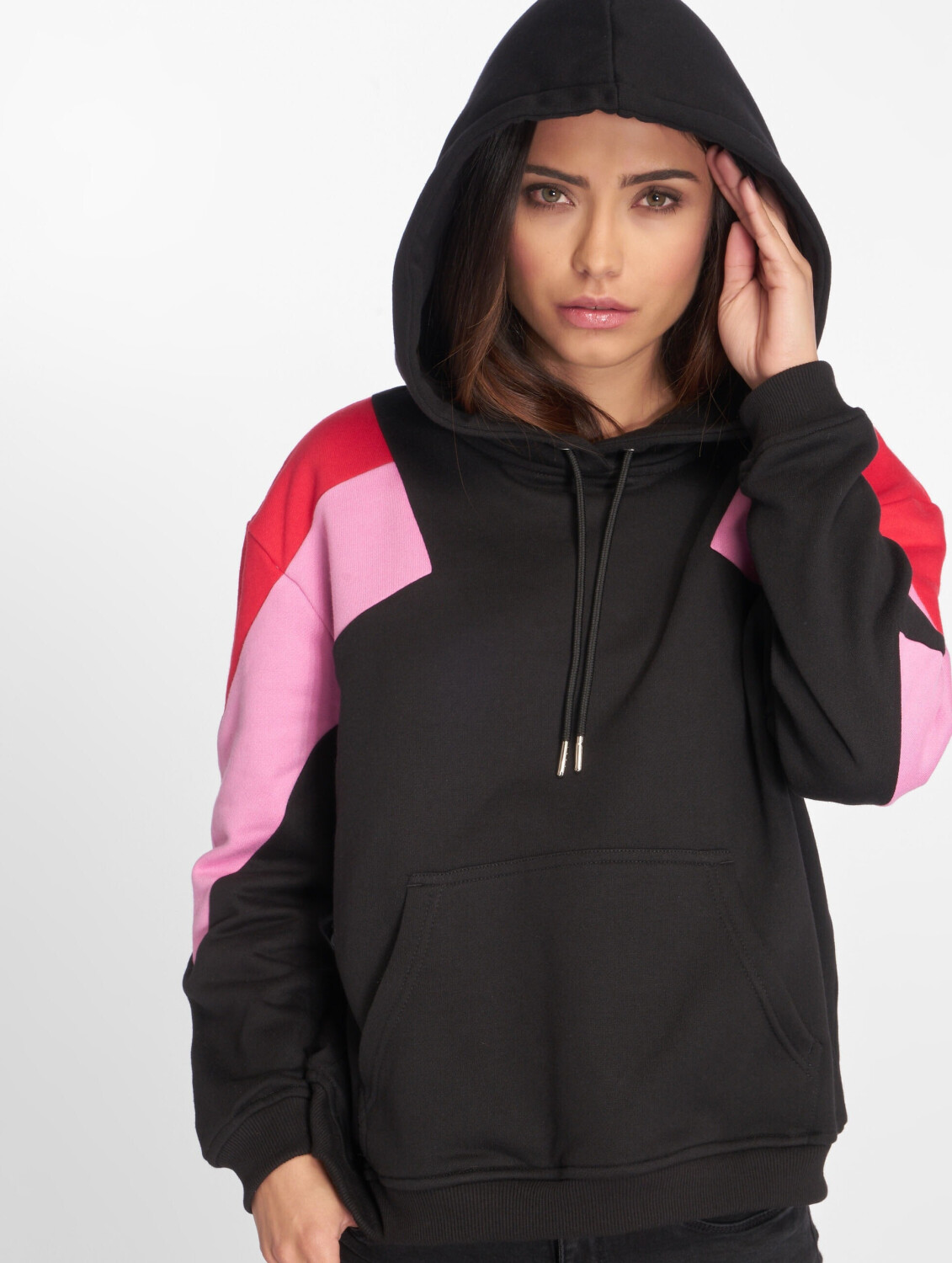 Urban Classics Hoody Oversize 3-Tone Block black (TB2345BLKFIRRED)
