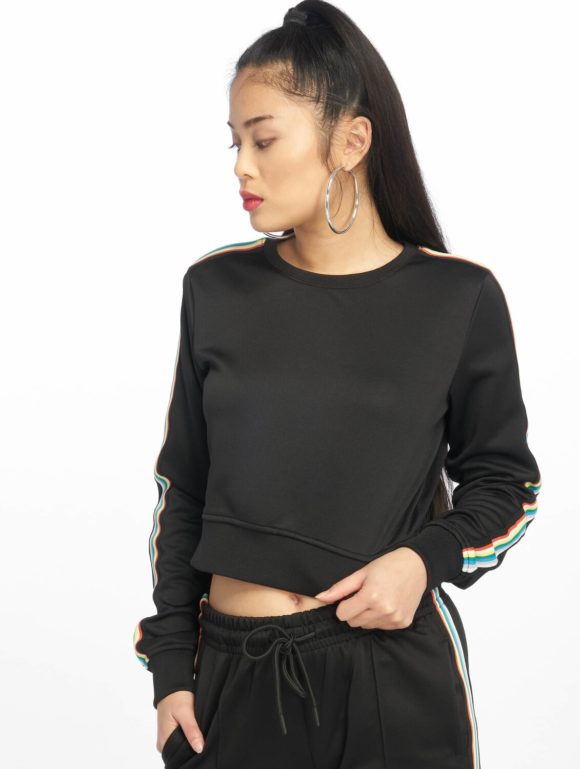 Urban Classics Pullover Multicolor Taped Sleeve black (TB2646BLK)