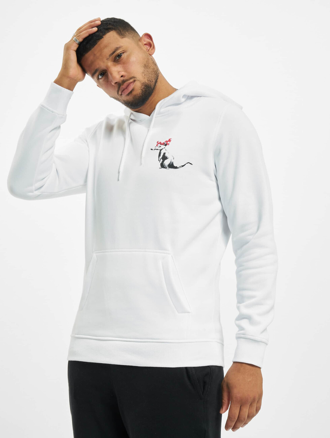 Merchcode Hoodie Banksy Rat white (MC371WHT)
