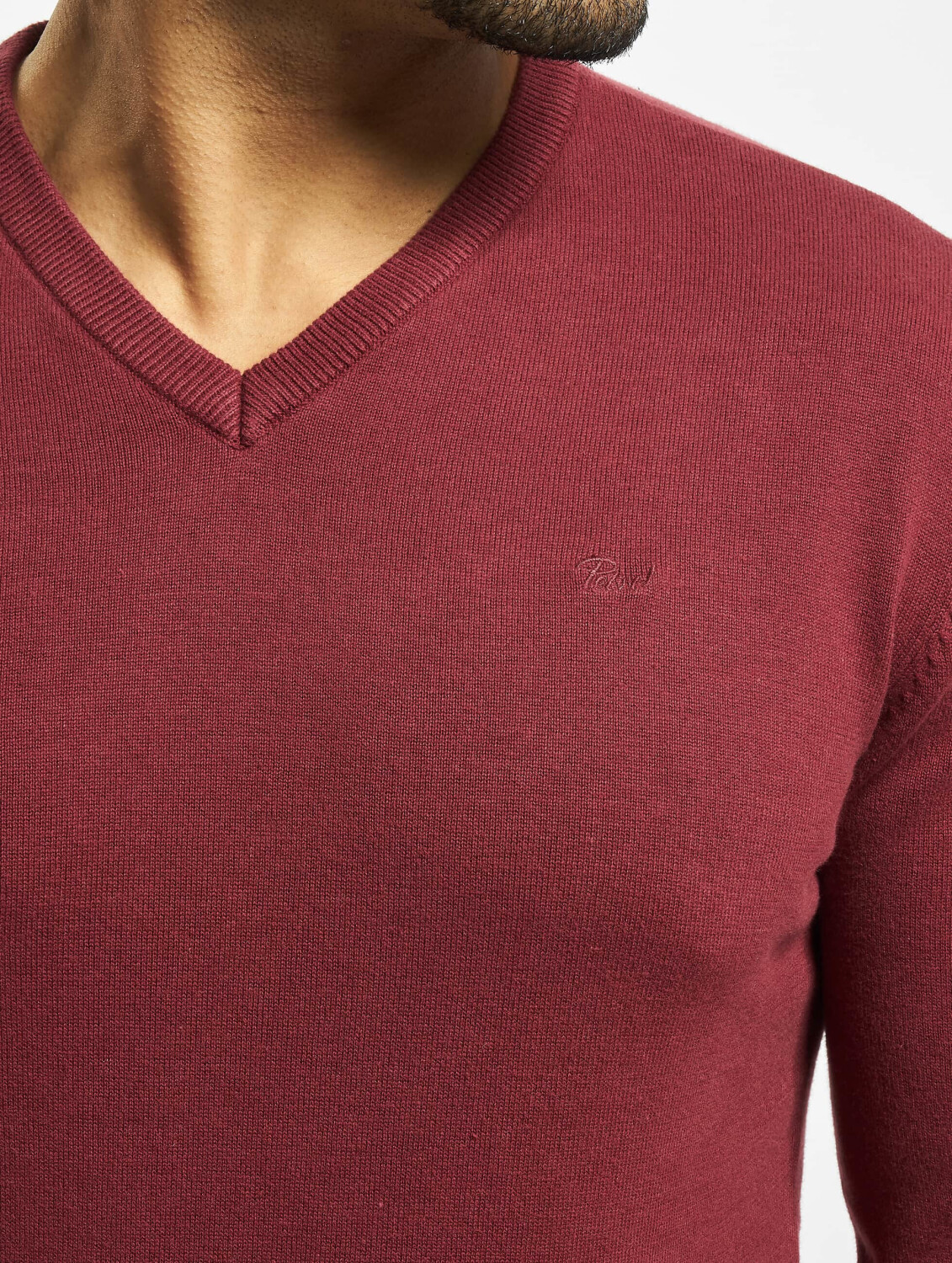Petrol Knitted Pullover V-Neck Knit red (MNOOSKWV0013092)