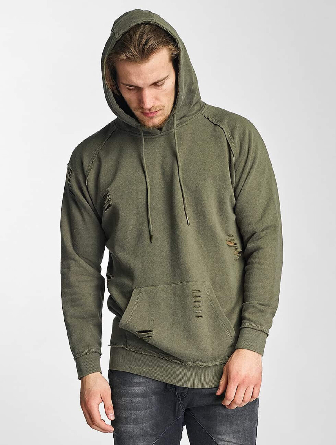 Urban Classics Hoodie Ripped Raglan olive (TB1589OLV)