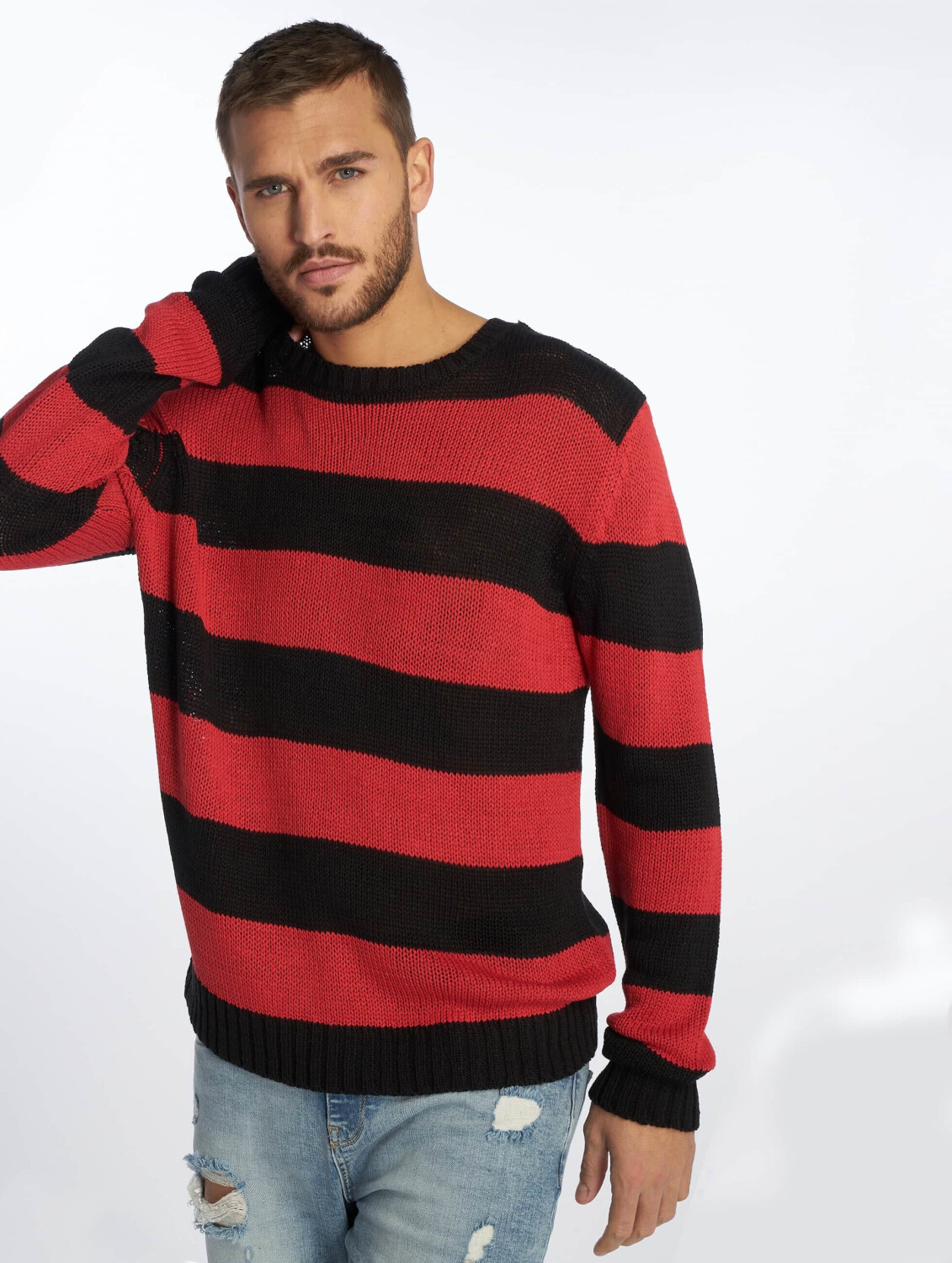 Urban Classics Knitted Pullover Striped black (TB2411BLKFIRRED)