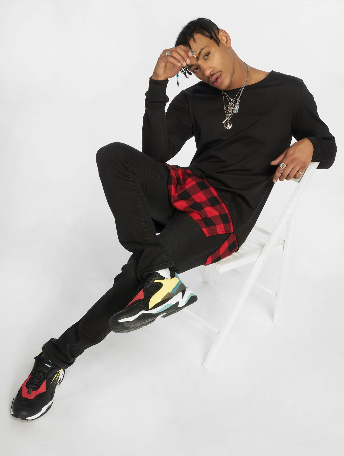 Urban Classics Sweatshirt Long Flanell Bottom Open Edge black (TB125000702)
