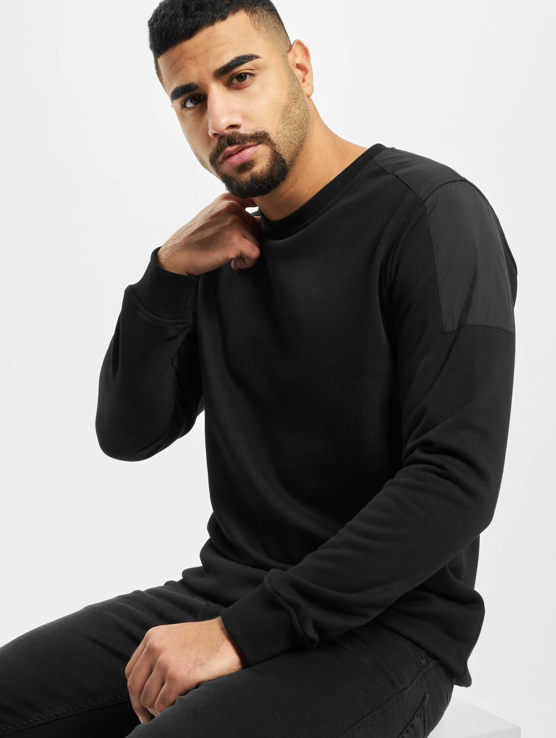 Urban Classics Sweatshirt Military Shoulder Crew black (TB347600007)