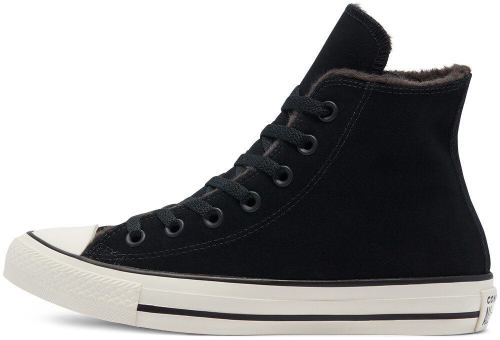 converse cosy club faux fur lined trainers in black
