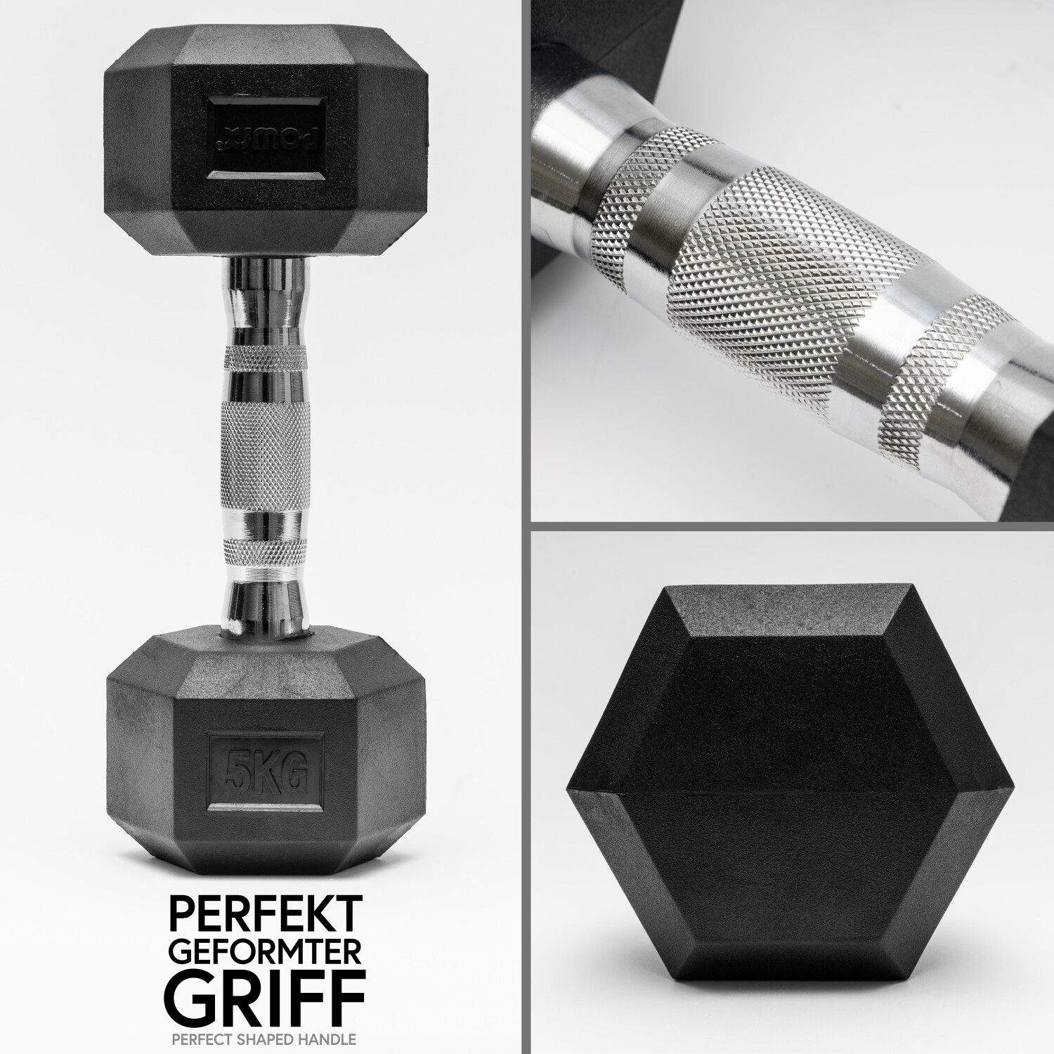 POWRX Hexagon Dumbbell Set 2 x 5 kg black