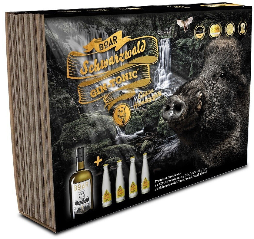 BOAR Black Forest Premium Dry Gin 43% 0,5l Edition Heimatgefühl + 4x0,25l  Tonic Water ab 49,90 € | Preisvergleich bei | Gin
