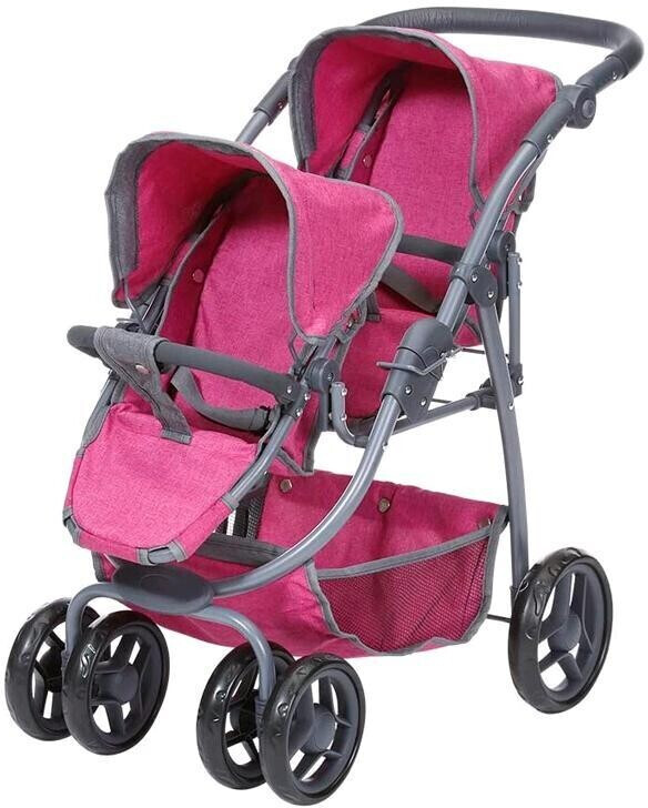 Knorrtoys Zwillingspuppenwagen Duo - Star Grey Pink Für 2 Puppen