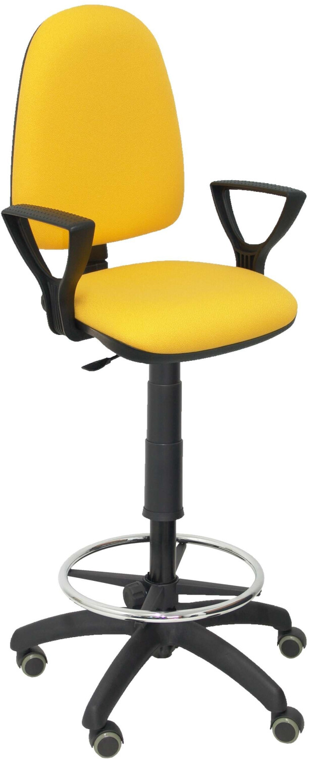 Piqueras y Crespo Stool Ayna Bali Fixed Armrests Parquet Wheels Yellow