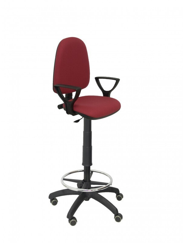 Piqueras y Crespo Stool Ayna Bali Fixed Armrests Parquet Wheels Maroon