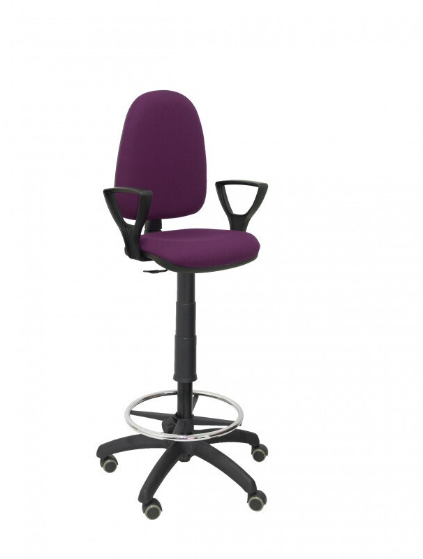 Piqueras y Crespo Stool Ayna Bali Fixed Armrests Parquet Wheels Purple