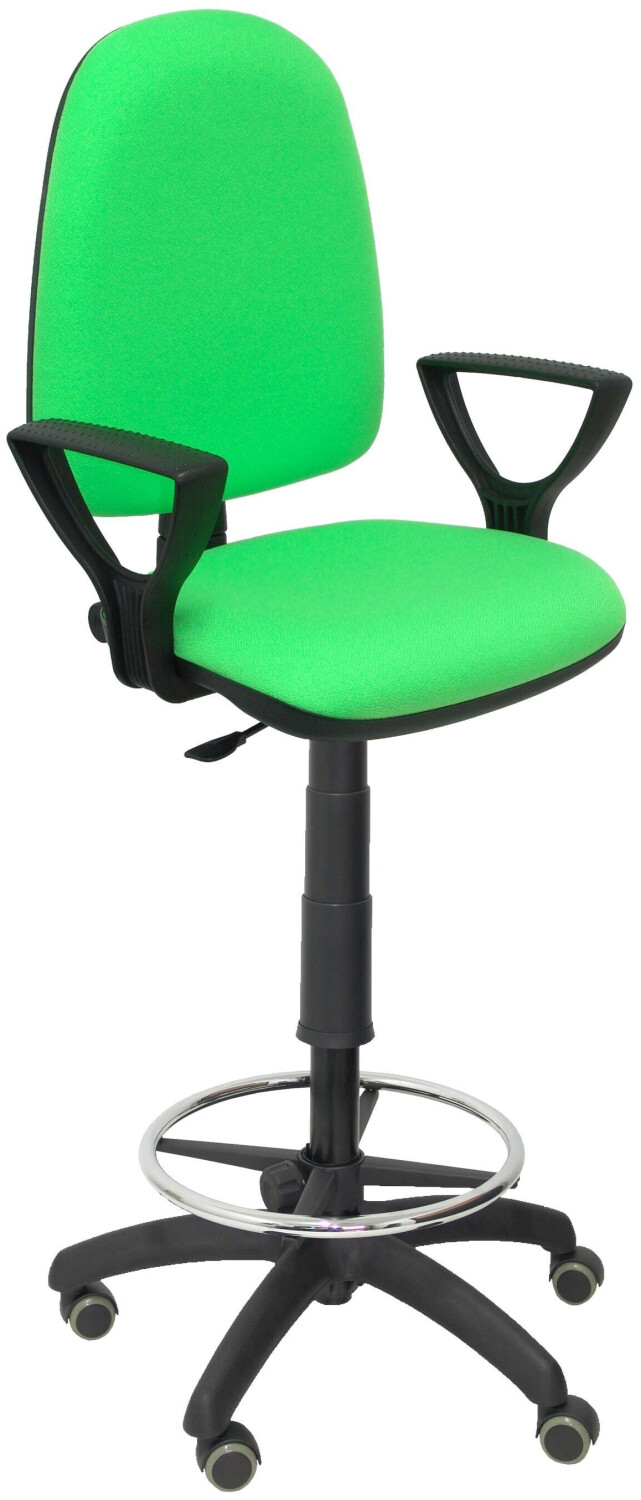 Piqueras y Crespo Stool Ayna Bali Fixed Armrests Parquet Wheels Pistachio
