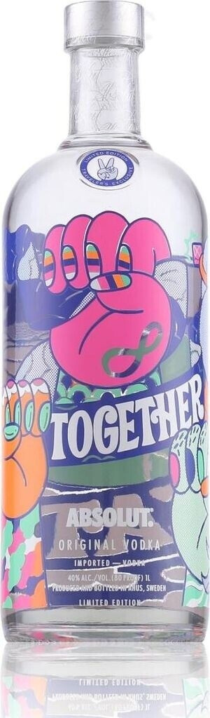 Absolut Together - green front, pink back 1000ml 40% Vol.