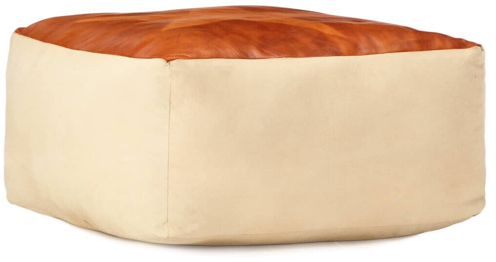 VidaXL Pouf sable en toile de coton et cuir étoile beige/brun