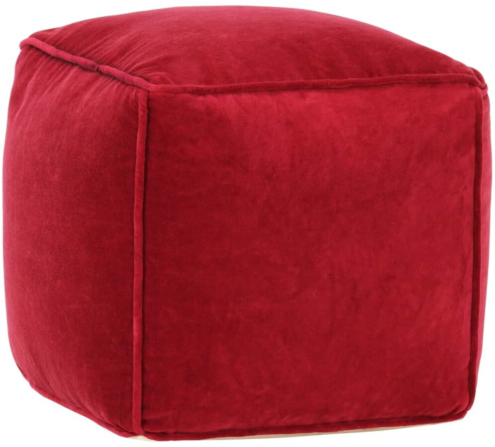 VidaXL Pouf carré en velours de coton rouge rubis