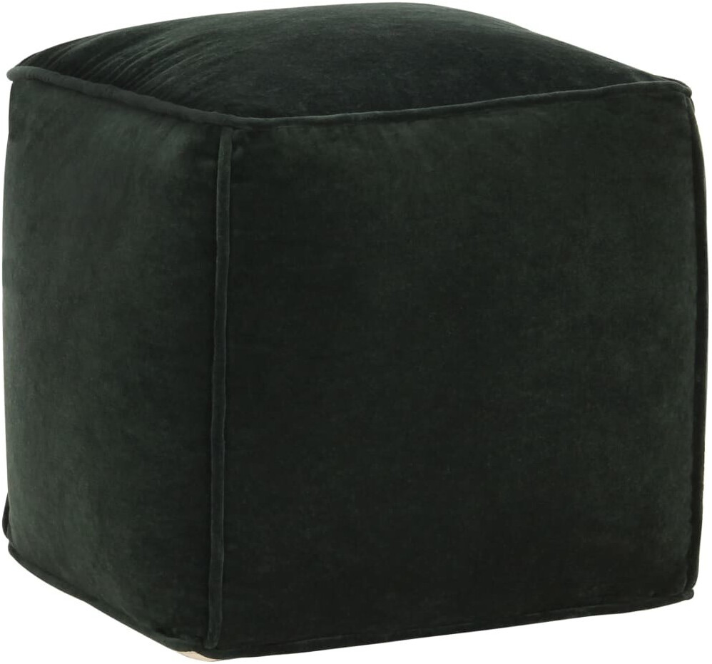 VidaXL Pouf carré en velours de coton vert forêt