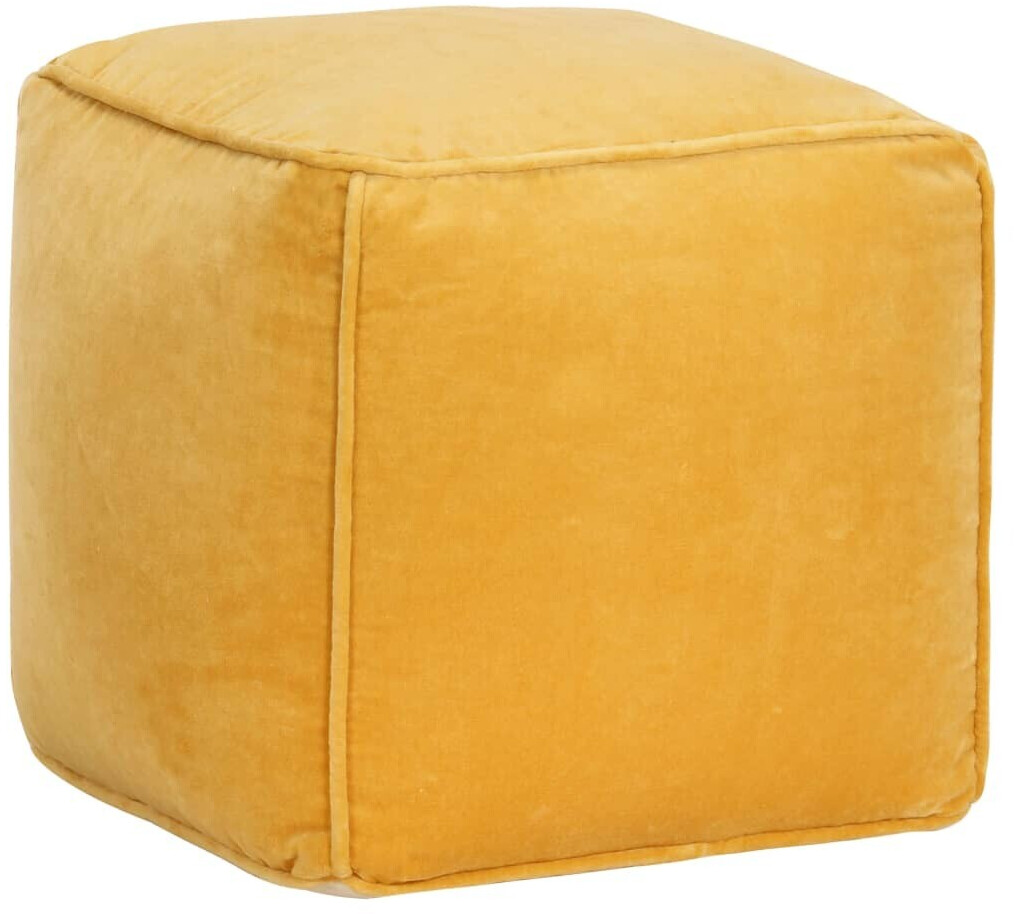VidaXL Pouf carré en velours de coton jaune