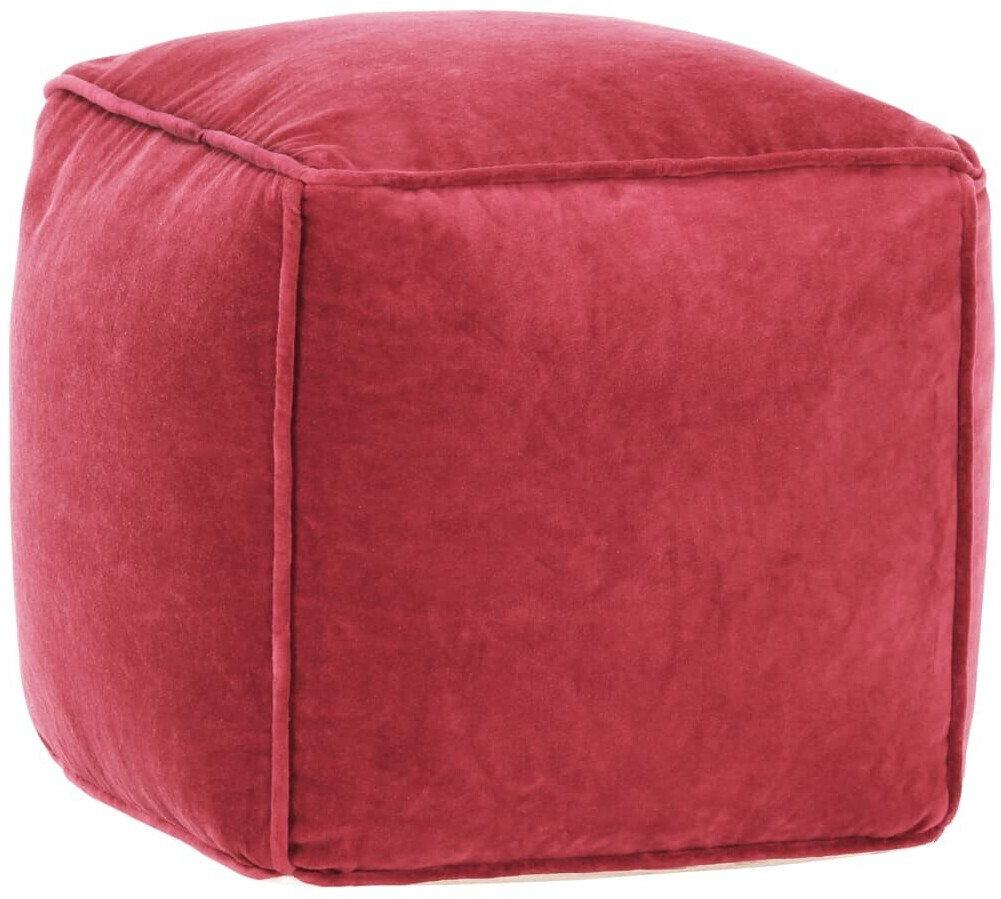 VidaXL Pouf carré en velours de coton rouge passé