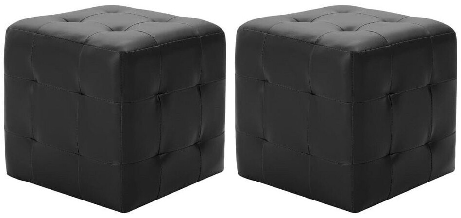 VidaXL Poufs en similicuir noir (2 pièces)