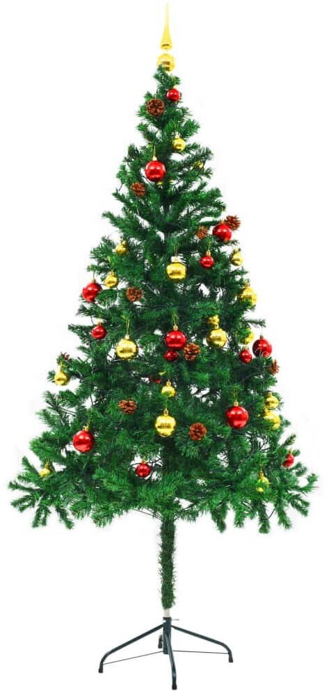 VidaXL Sapin de Noël artificiel décoré boules et LED 180 cm