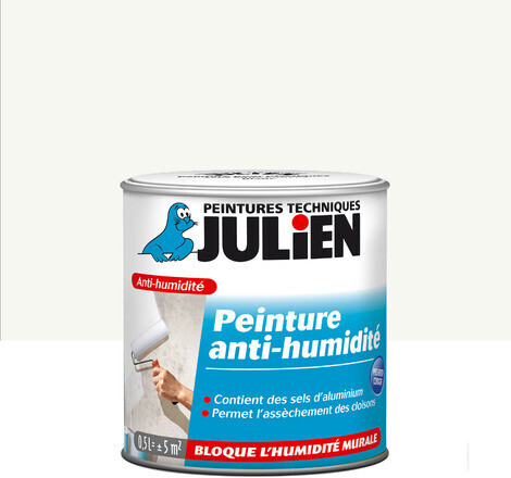 Julien Peinture anti-humidité blanche satin 0,5 L au meilleur prix sur